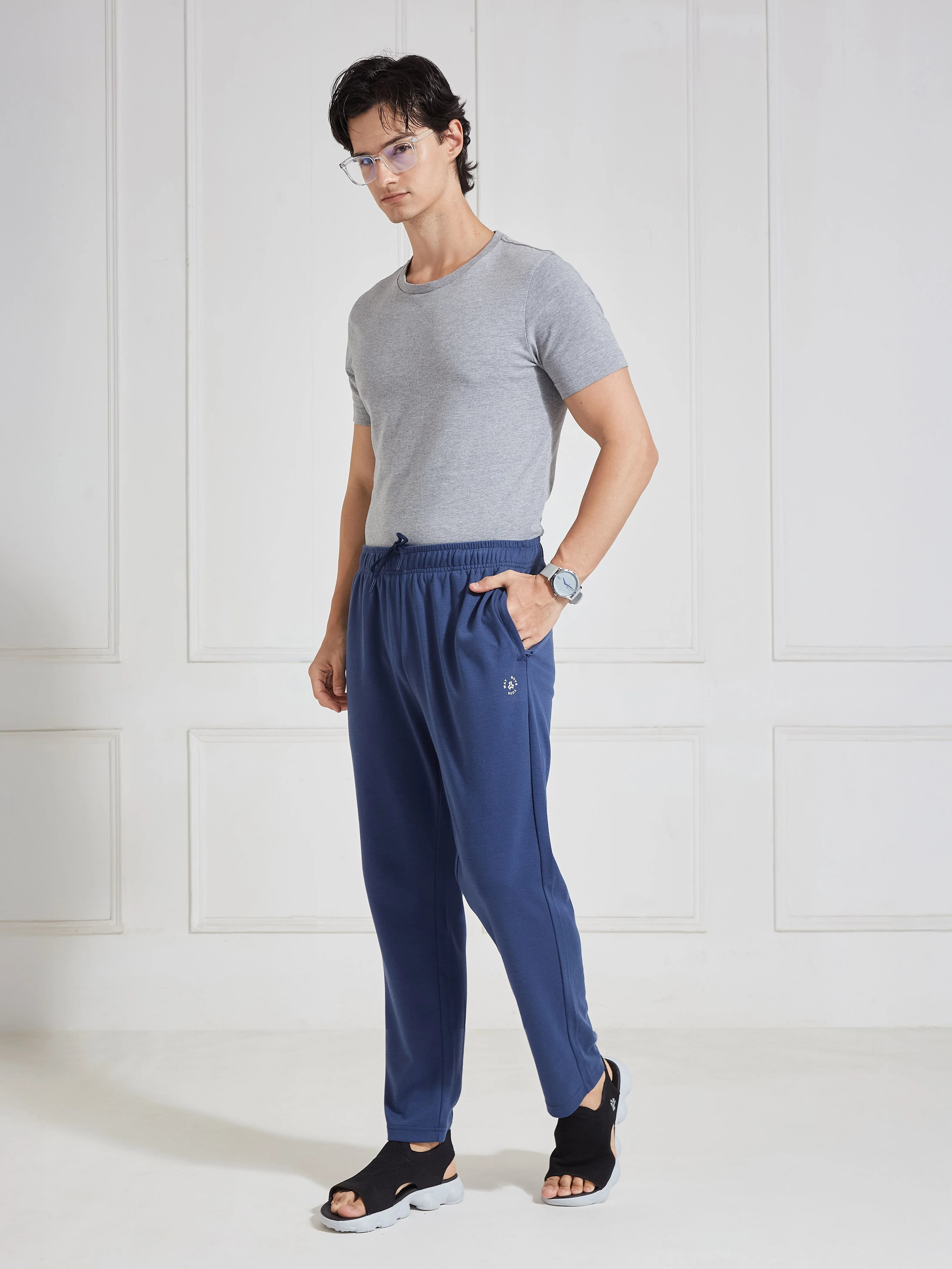 Men's Navy Regular Fit Track Pants – Campus Shoes