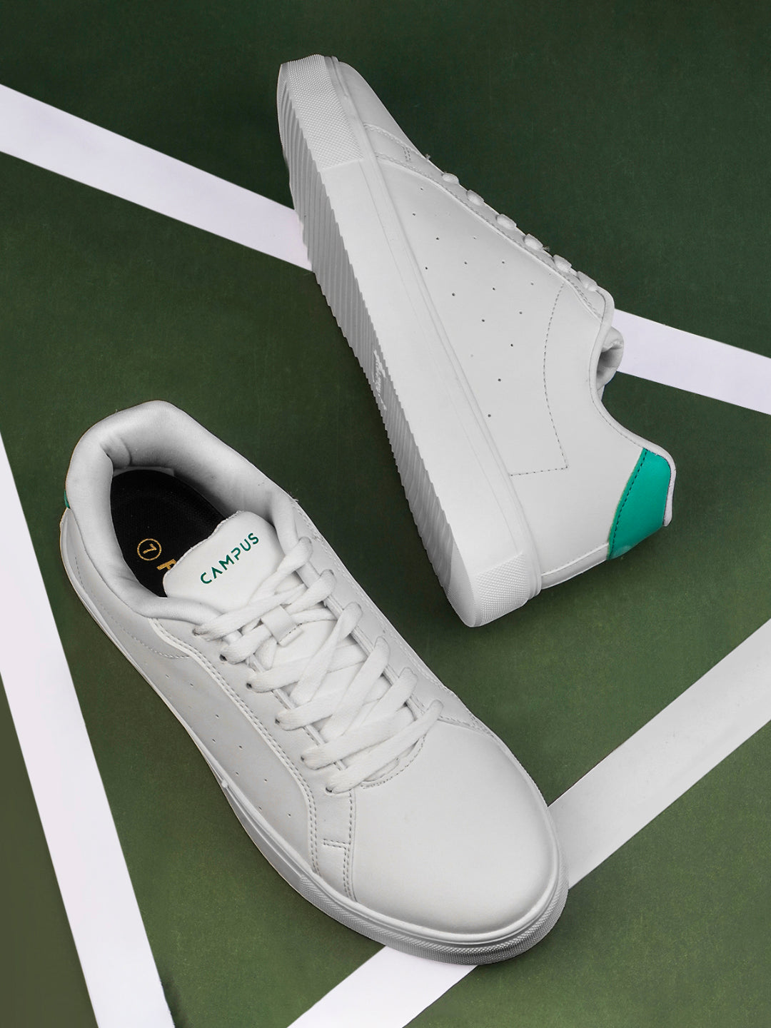 Mens shoes white and green deals