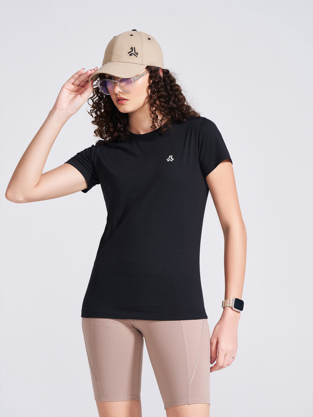 Women's Black Solid Round Neck T-Shirt