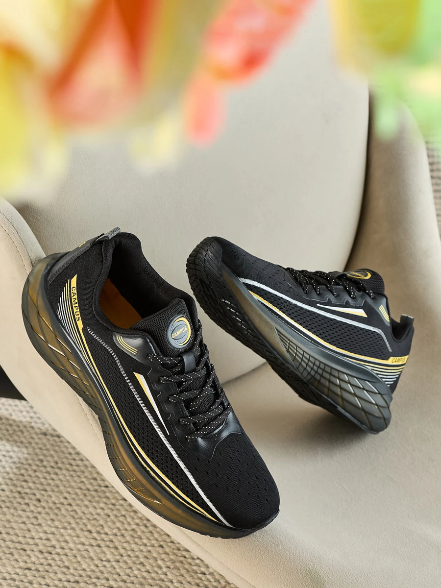 CYRON Black Men's Running Shoes – Campus Shoes