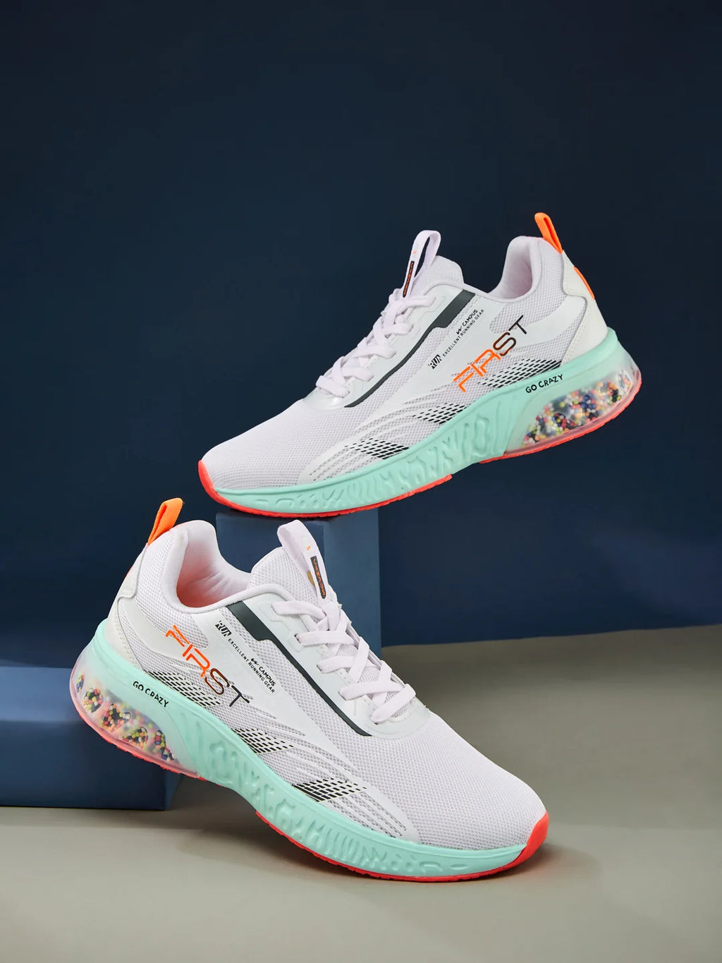 Buy Running Shoes For Men: First-Wht-Sil-Borg Campus Shoes - Main Image