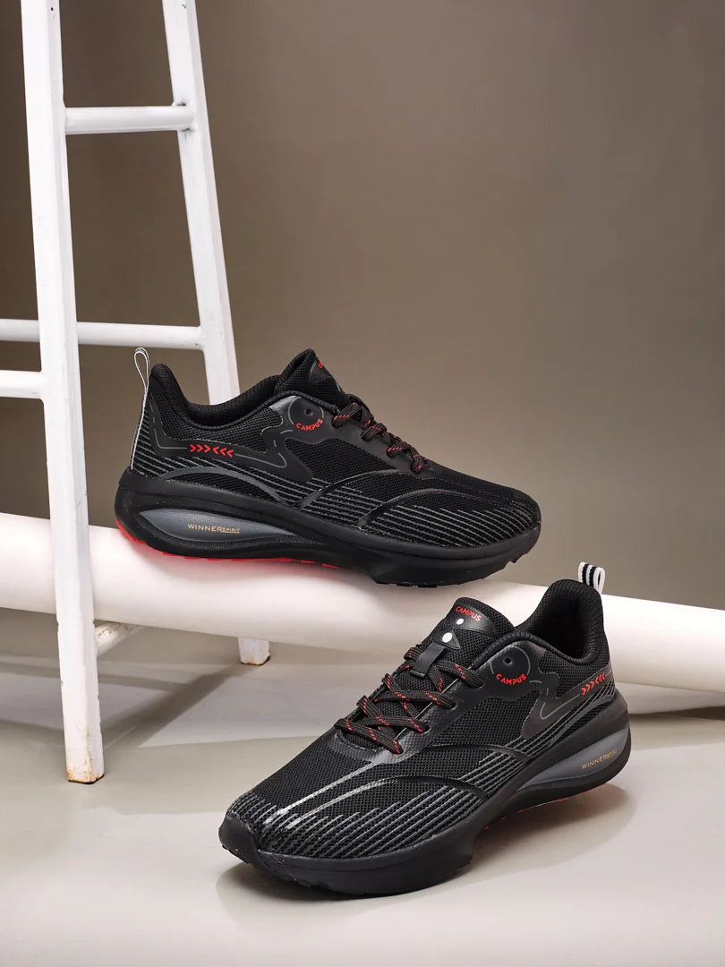 GLITCH Black Men's Running Shoes