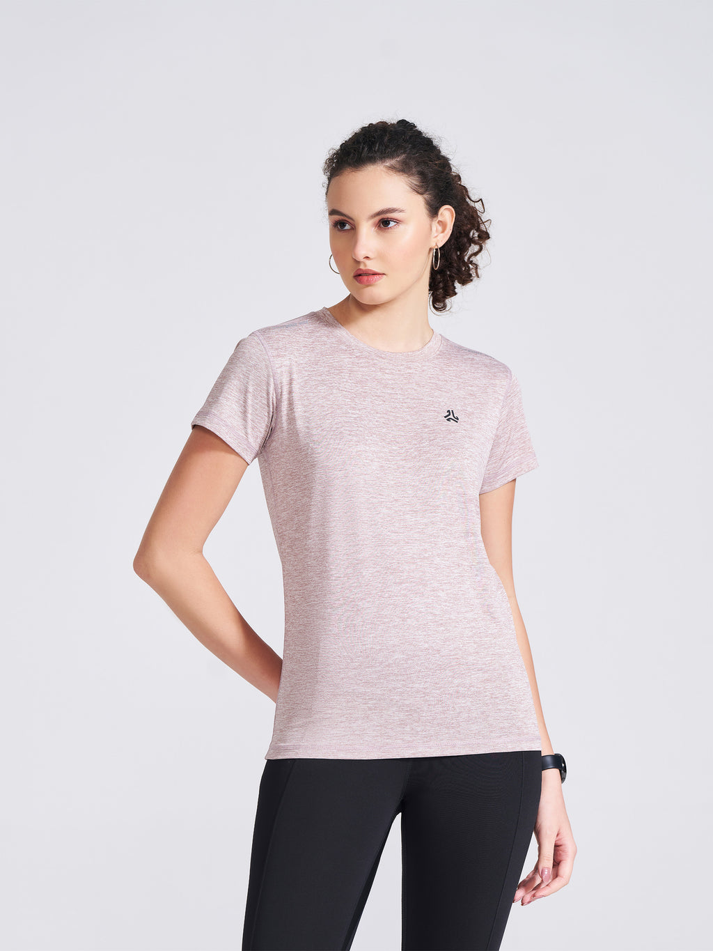 Women's Mauve Self Design Round Neck T-Shirt
