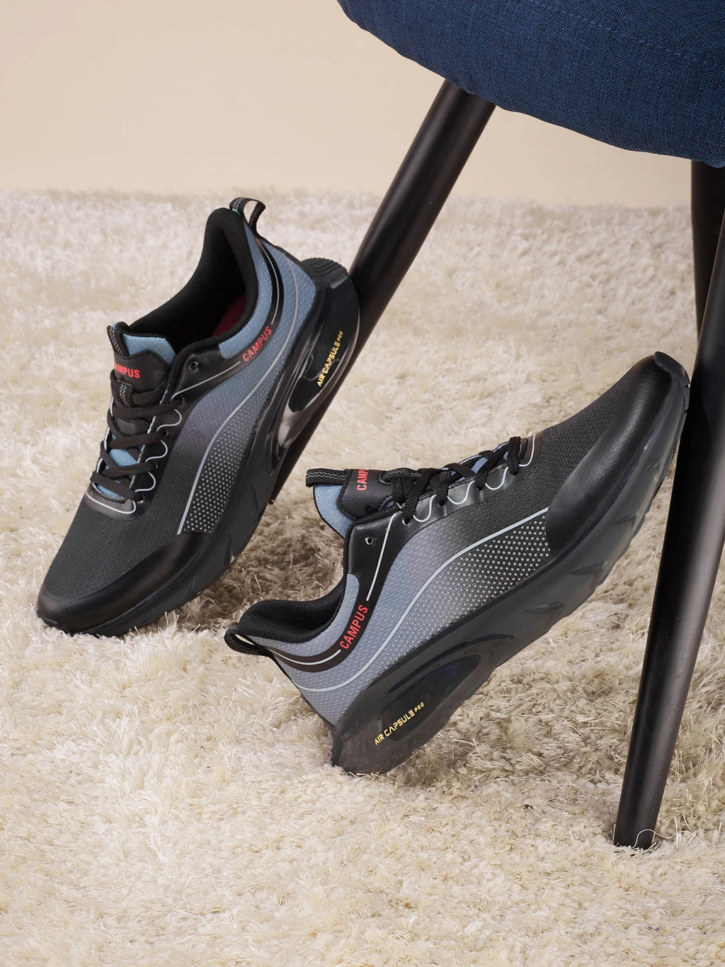 RIVE-N Black Men's Running Shoes