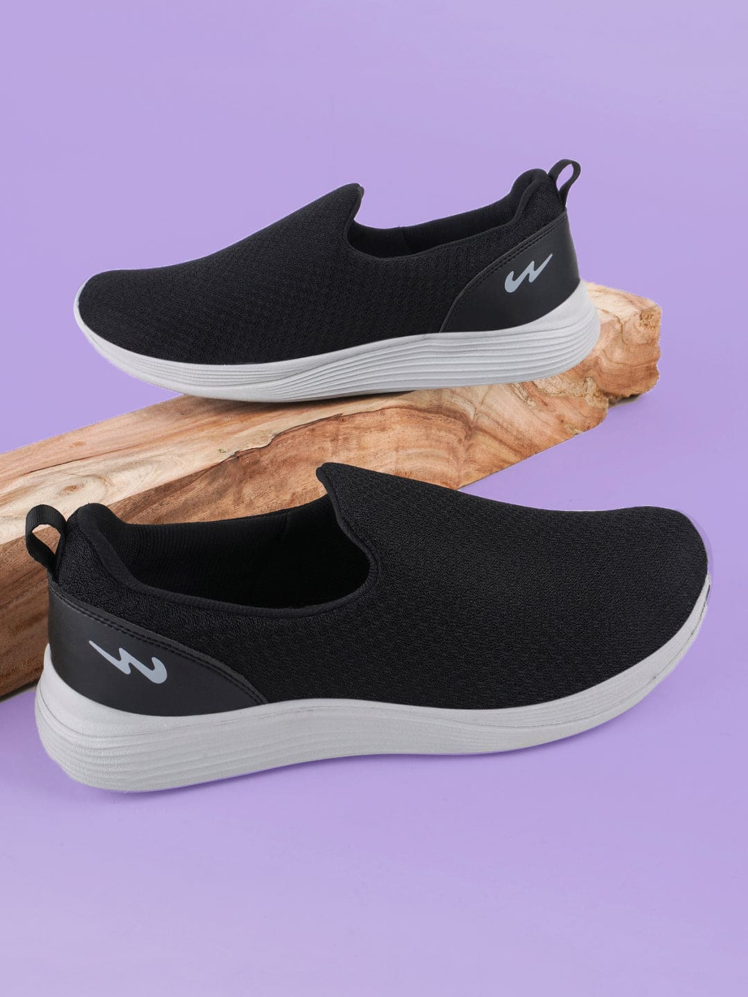 Campus Shoes Laceless SHUTTLE Black Men's Walking Shoes