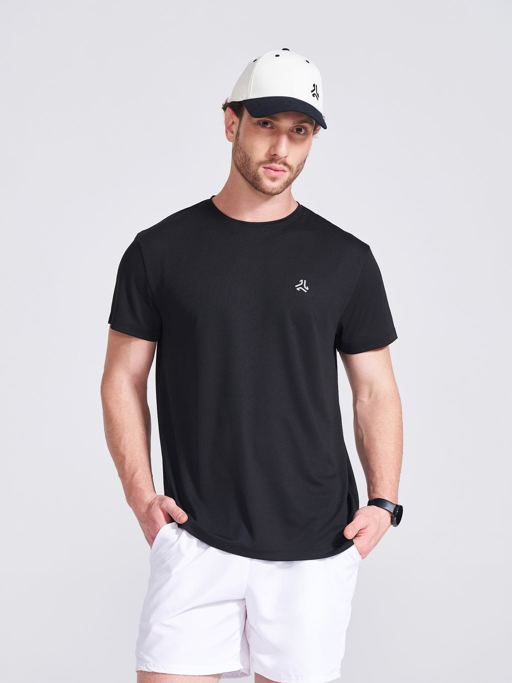 Men's Black Solid Round Neck T-Shirt