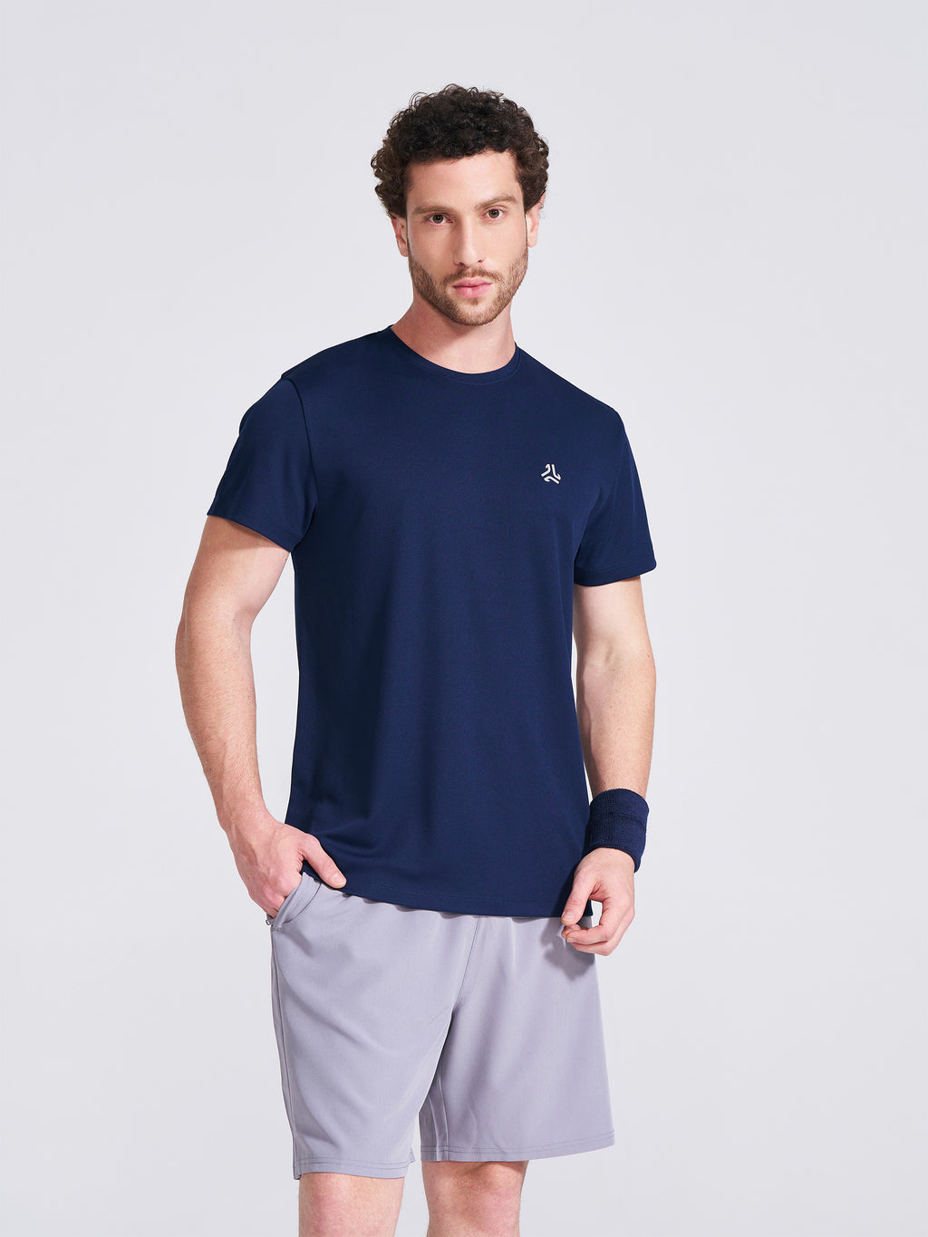 Men's Navy Solid Round Neck T-Shirt