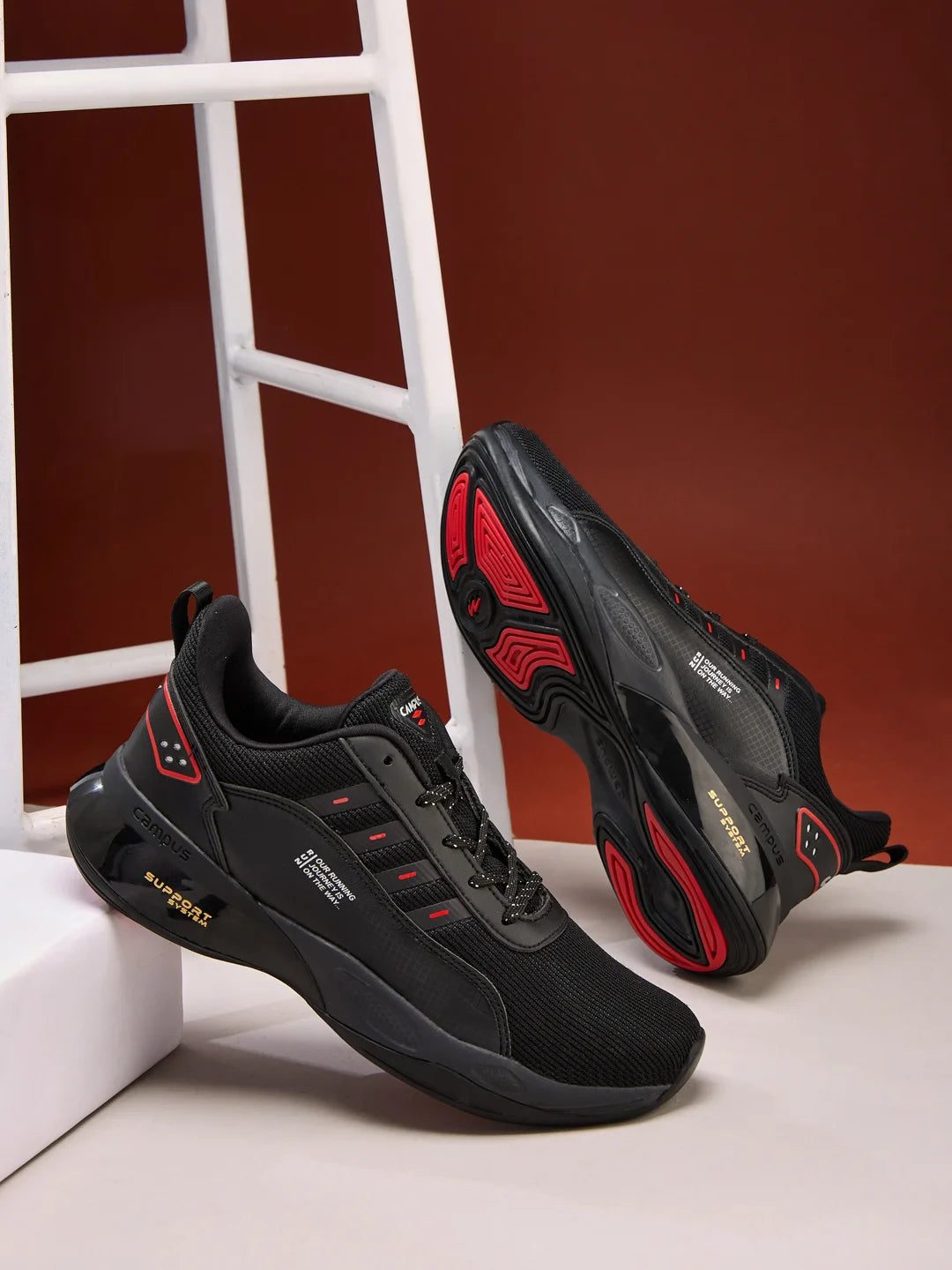 Buy Running Shoes For Men: Terminator-N-Blk-Red Campus Shoes