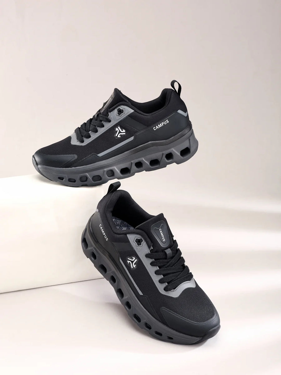 TRASKO Black Men's Running Shoes – Campus Shoes