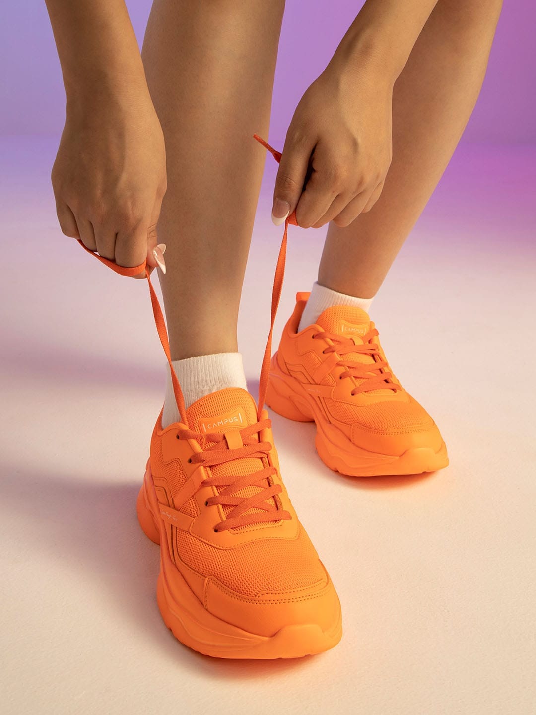 Orange Neon Sock Shoes RAISE Orange Women's Sneakers